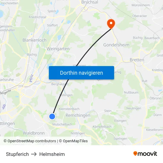 Stupferich to Helmsheim map