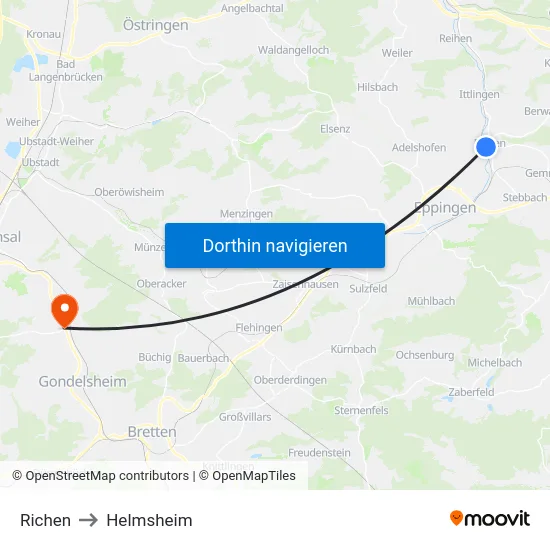 Richen to Helmsheim map