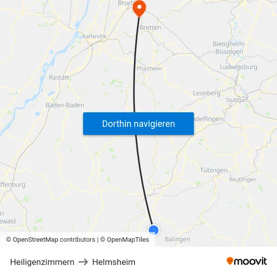 Heiligenzimmern to Helmsheim map