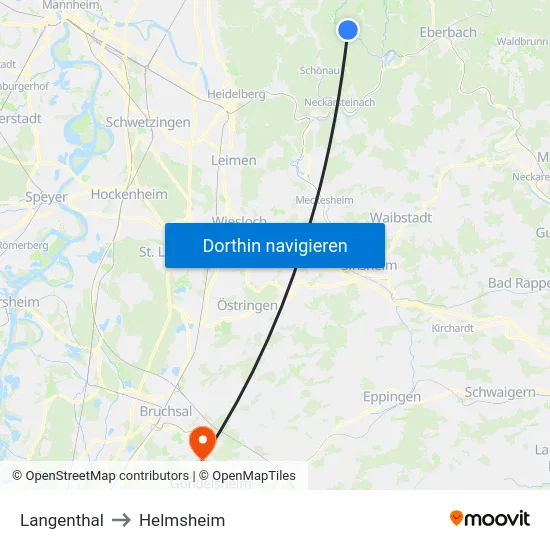 Langenthal to Helmsheim map