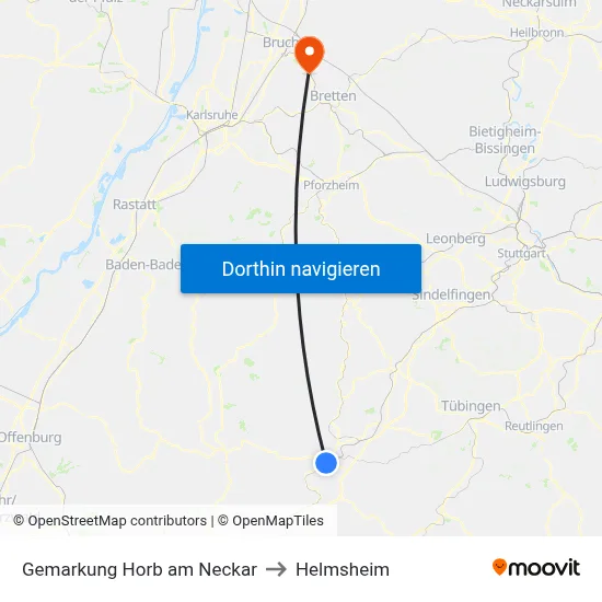 Gemarkung Horb am Neckar to Helmsheim map