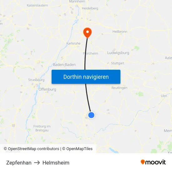 Zepfenhan to Helmsheim map