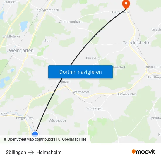 Söllingen to Helmsheim map