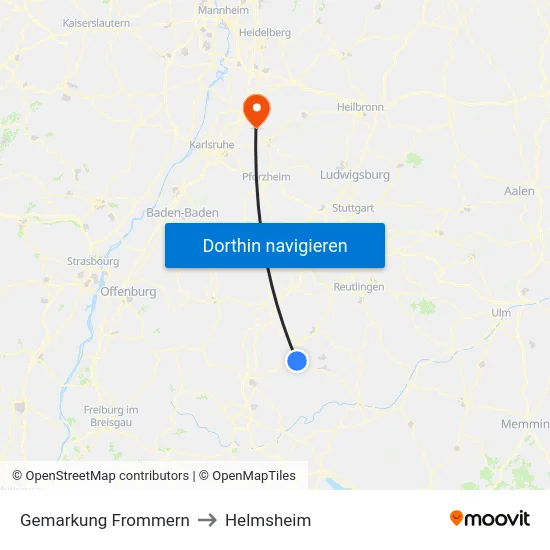 Gemarkung Frommern to Helmsheim map