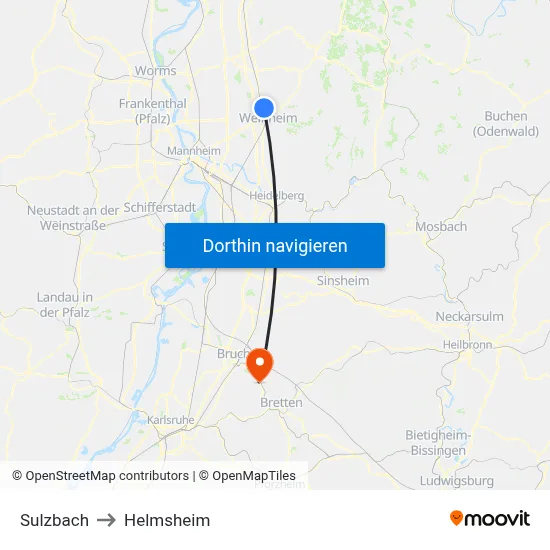 Sulzbach to Helmsheim map