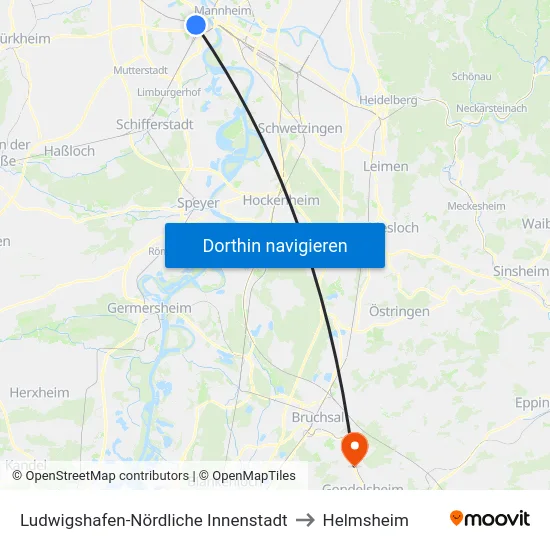 Ludwigshafen-Nördliche Innenstadt to Helmsheim map