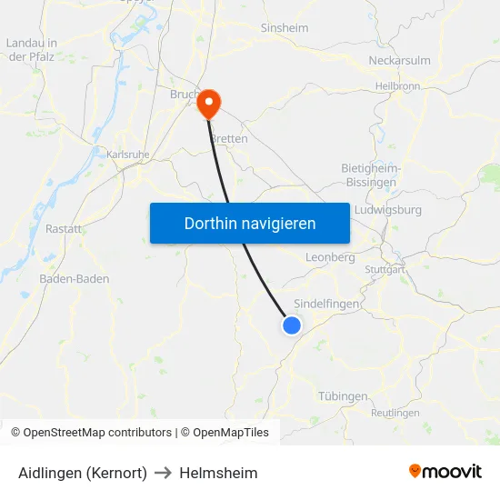 Aidlingen (Kernort) to Helmsheim map