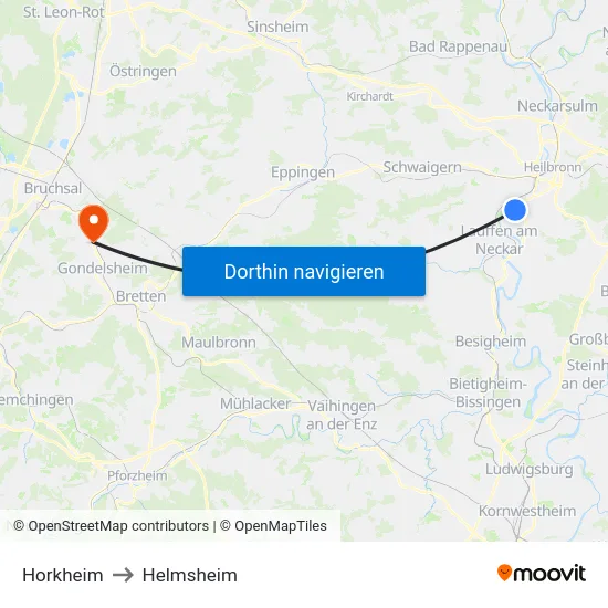 Horkheim to Helmsheim map