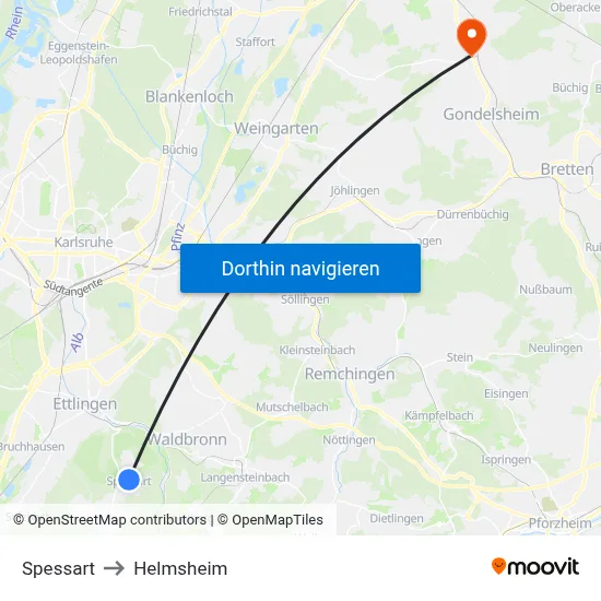 Spessart to Helmsheim map