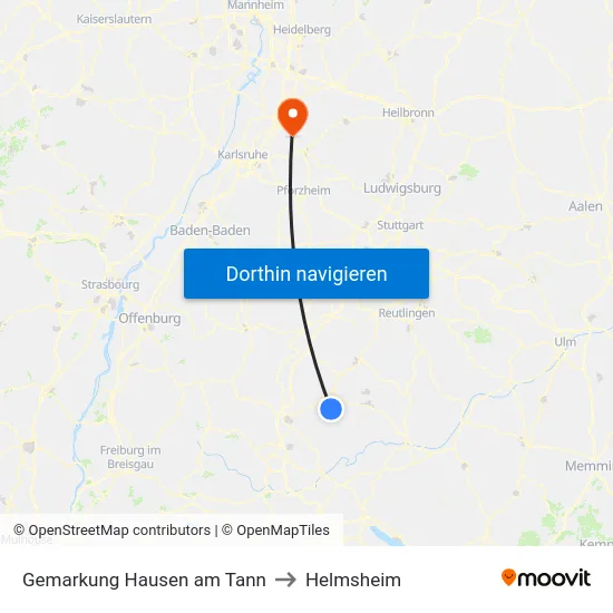 Gemarkung Hausen am Tann to Helmsheim map
