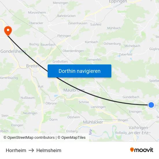 Horrheim to Helmsheim map