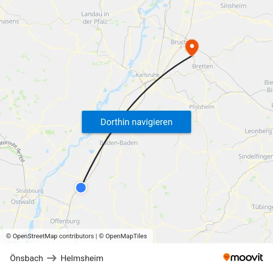 Önsbach to Helmsheim map