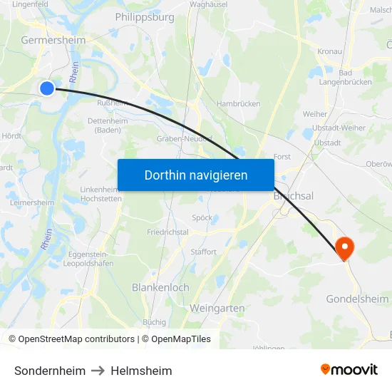 Sondernheim to Helmsheim map