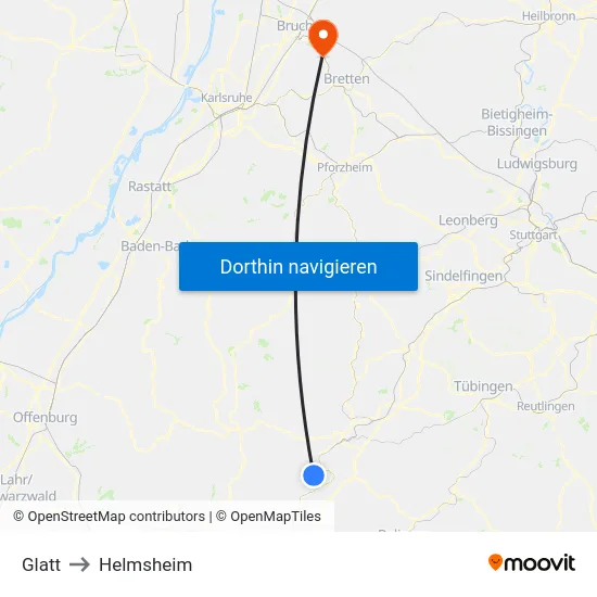Glatt to Helmsheim map