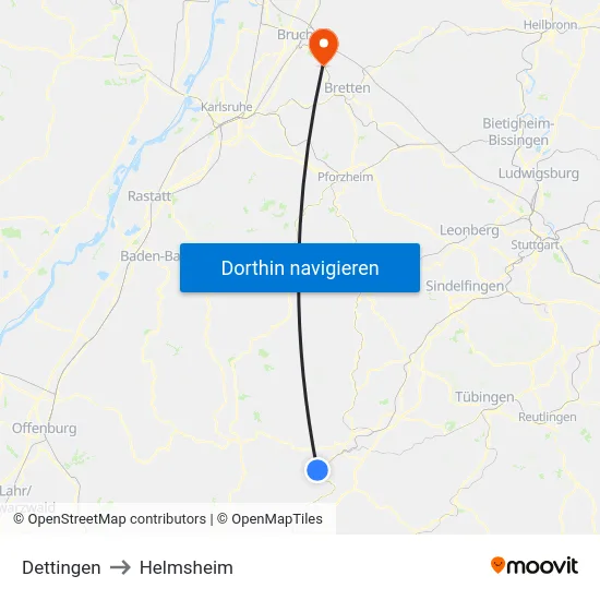 Dettingen to Helmsheim map