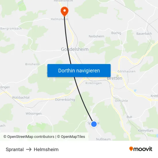 Sprantal to Helmsheim map