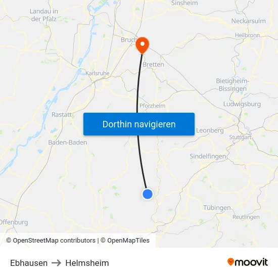 Ebhausen to Helmsheim map