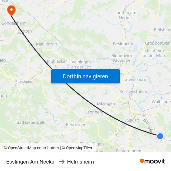 Esslingen Am Neckar to Helmsheim map