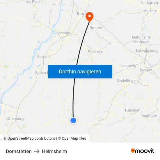 Dornstetten to Helmsheim map