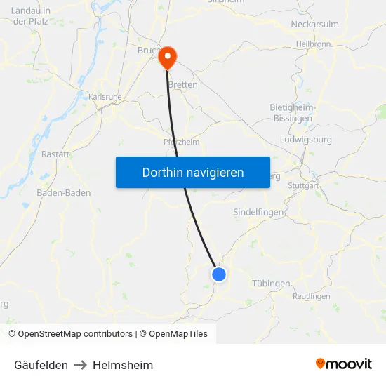 Gäufelden to Helmsheim map