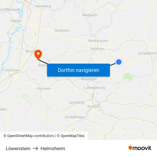Löwenstein to Helmsheim map