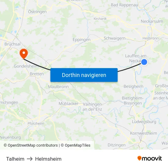 Talheim to Helmsheim map