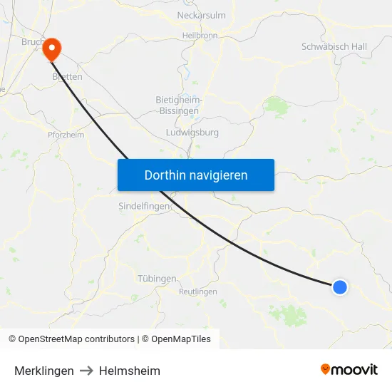 Merklingen to Helmsheim map