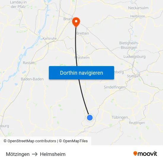 Mötzingen to Helmsheim map