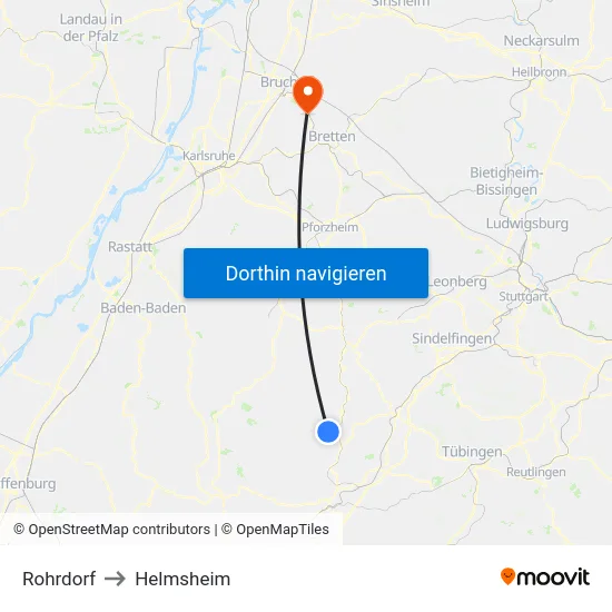 Rohrdorf to Helmsheim map