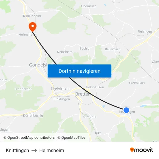 Knittlingen to Helmsheim map