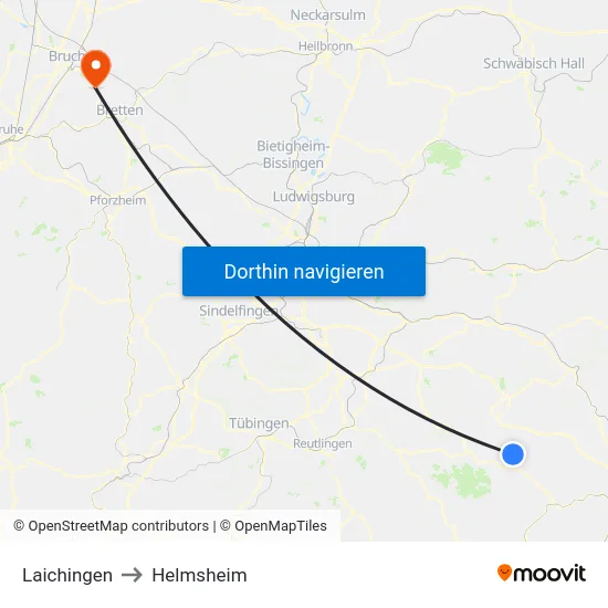 Laichingen to Helmsheim map
