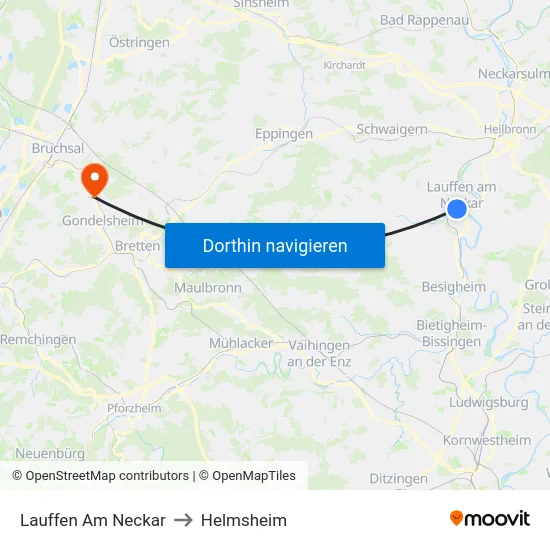 Lauffen Am Neckar to Helmsheim map
