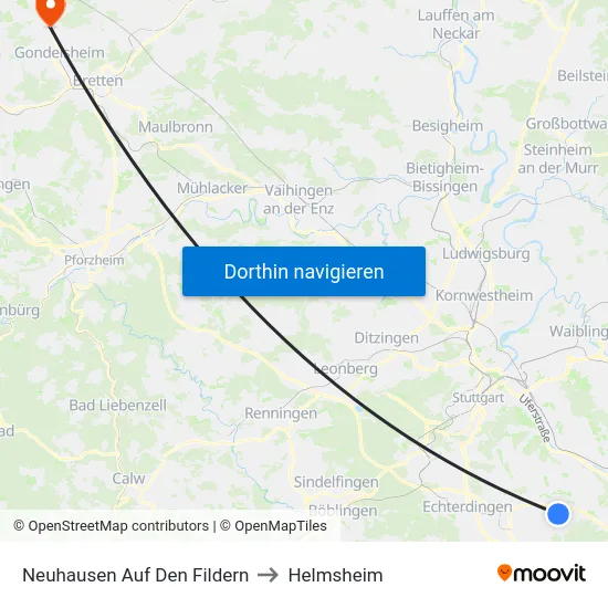 Neuhausen Auf Den Fildern to Helmsheim map
