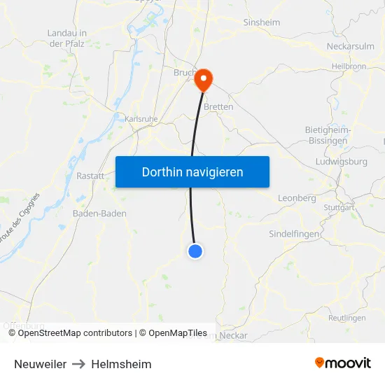 Neuweiler to Helmsheim map