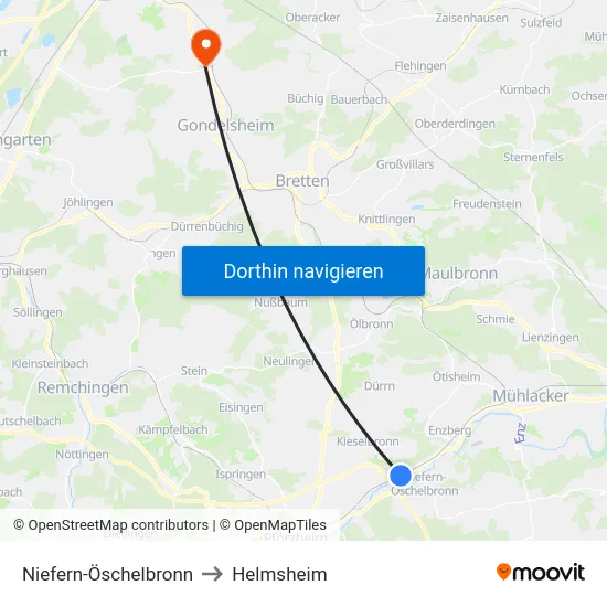 Niefern-Öschelbronn to Helmsheim map