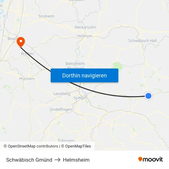Schwäbisch Gmünd to Helmsheim map