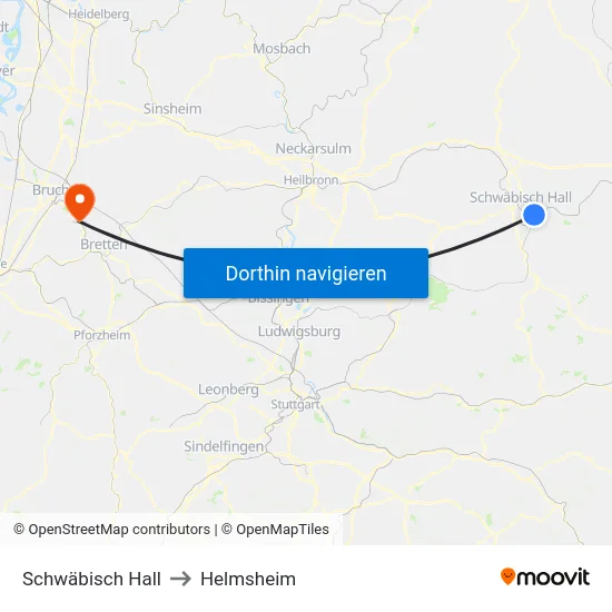 Schwäbisch Hall to Helmsheim map