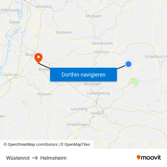 Wüstenrot to Helmsheim map