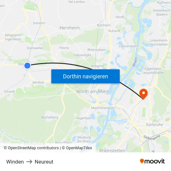 Winden to Neureut map