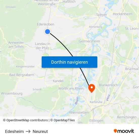 Edesheim to Neureut map
