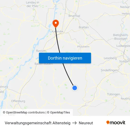 Verwaltungsgemeinschaft Altensteig to Neureut map