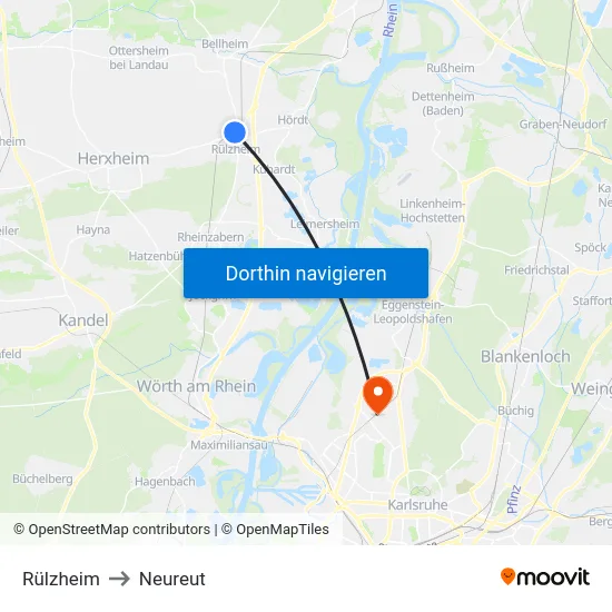 Rülzheim to Neureut map