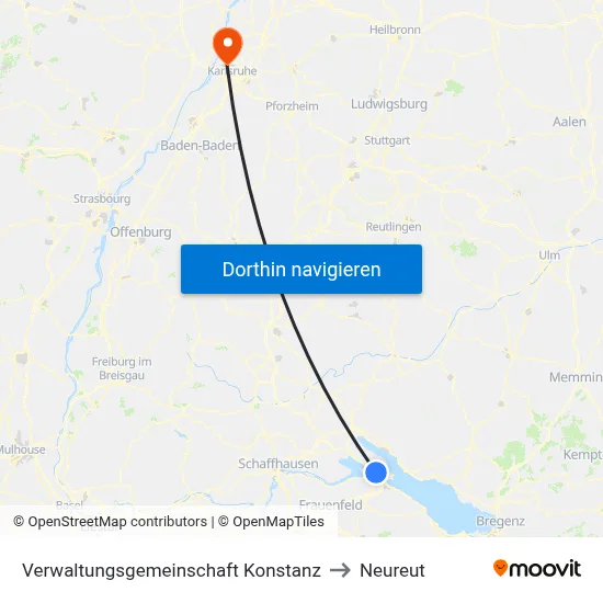 Verwaltungsgemeinschaft Konstanz to Neureut map