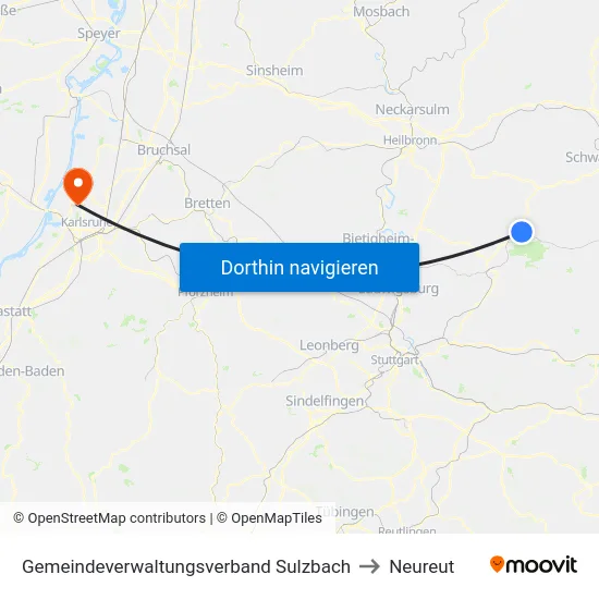 Gemeindeverwaltungsverband Sulzbach to Neureut map
