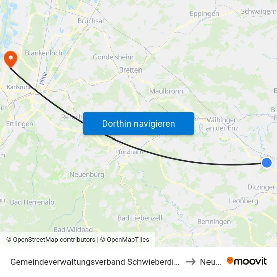 Gemeindeverwaltungsverband Schwieberdingen-Hemmingen to Neureut map