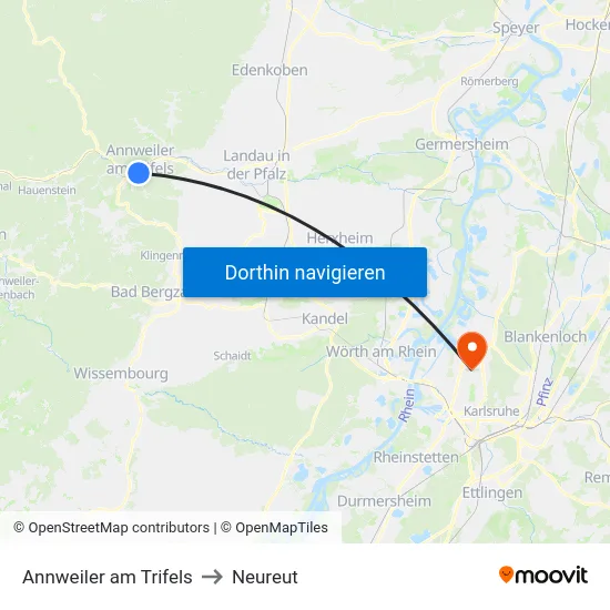 Annweiler am Trifels to Neureut map