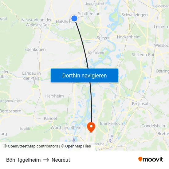 Böhl-Iggelheim to Neureut map