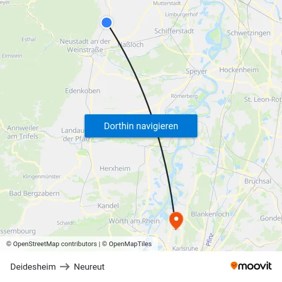 Deidesheim to Neureut map