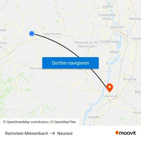 Ramstein-Miesenbach to Neureut map