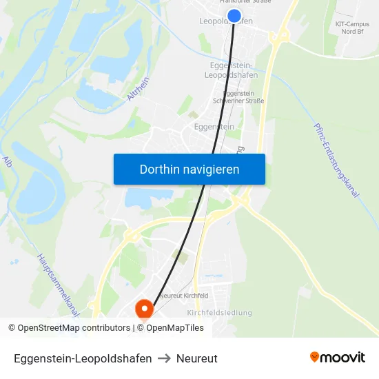 Eggenstein-Leopoldshafen to Neureut map